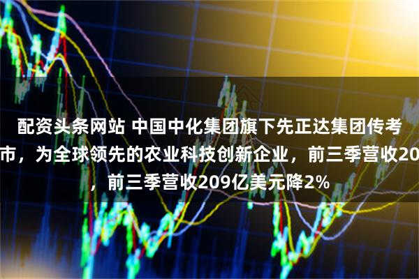 配资头条网站 中国中化集团旗下先正达集团传考虑明年赴港上市,为全球领先的农业科技创新企业,前三季营收209亿美元降2%